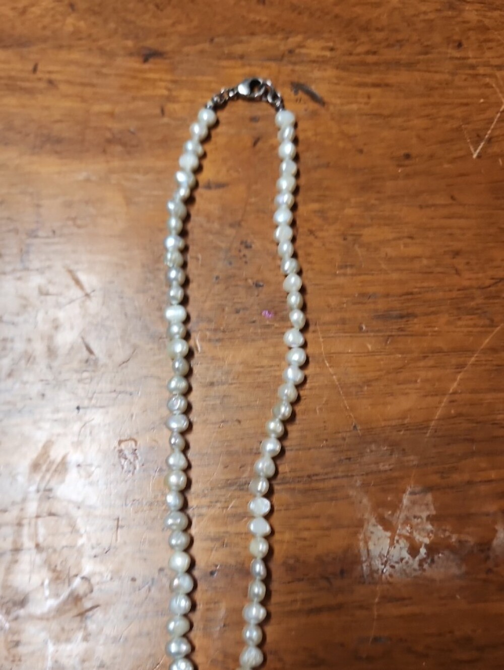 Pearl Strand Necklace with Crystal Pendant - White - Picture 4 of 5